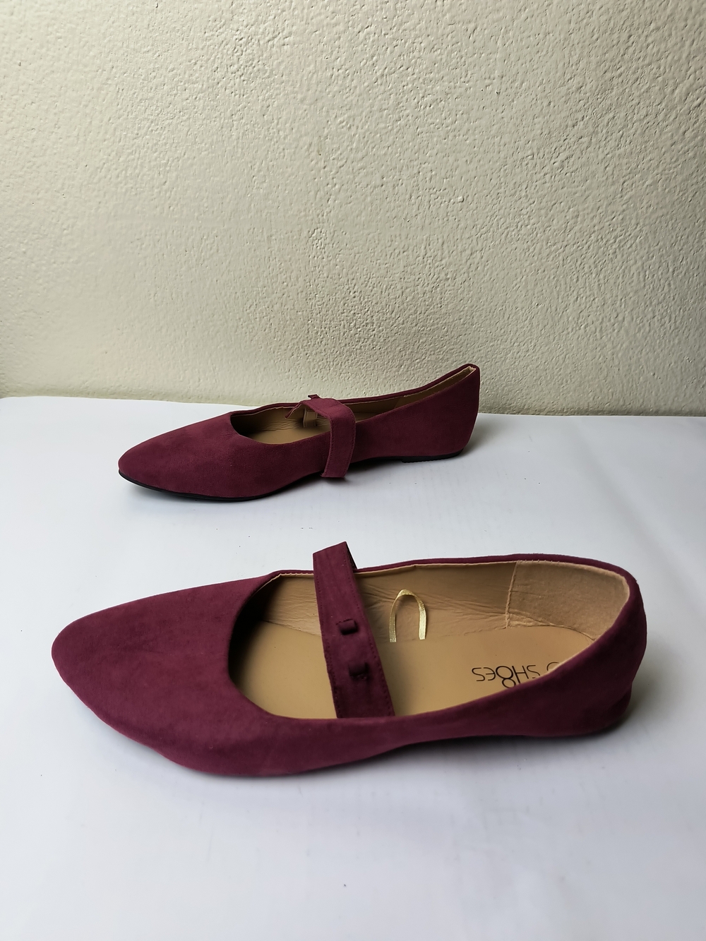 Women’s Burgundy Mary Jane Suede Flats